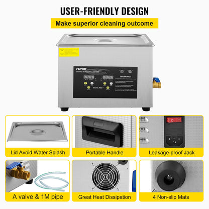 15L Digital Ultrasonic Cleaner Heater Timer 600W 40KHz rengöringsmaskin