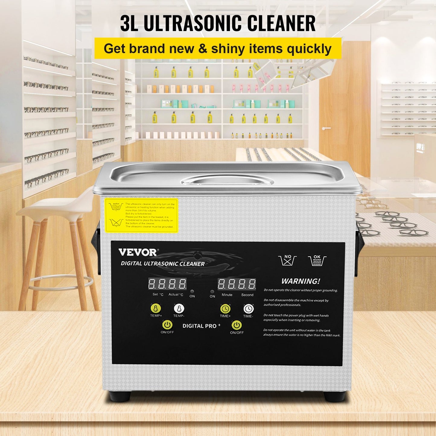3L Digital Ultrasonic Cleaner Heater Timer Smycken Glasögonrengöring