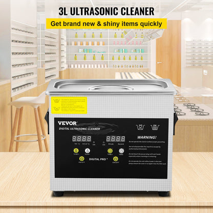 3L Digital Ultrasonic Cleaner Heater Timer Smycken Glasögonrengöring