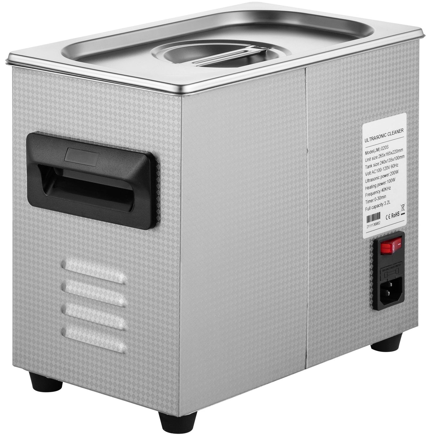 3L Digital Ultrasonic Cleaner Heater Timer Smycken Glasögonrengöring