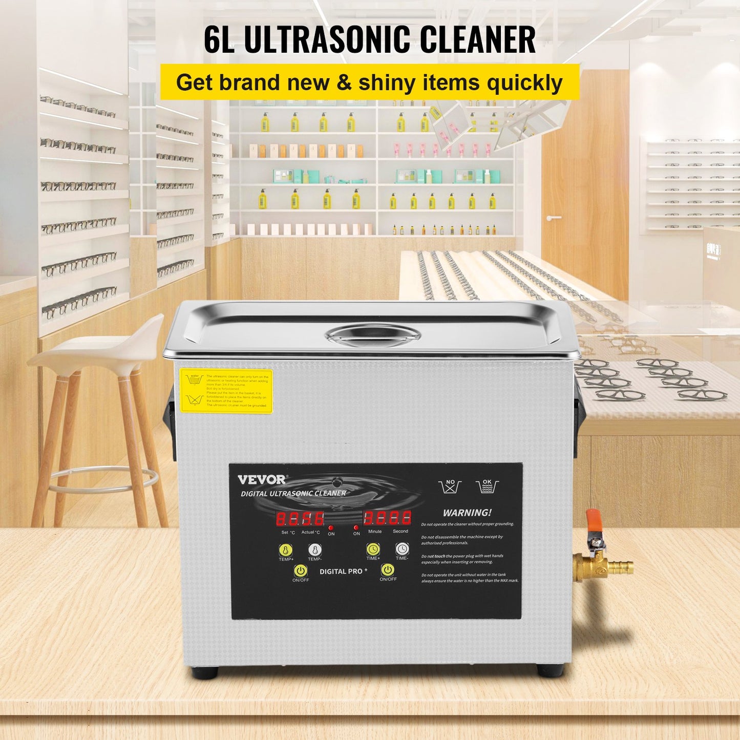 6L Digital Ultrasonic Cleaner Heater Timer 400W Kraftfull Smycken Glasögon