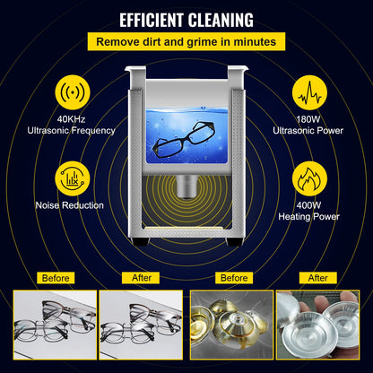 6L Digital Ultrasonic Cleaner Heater Timer 400W Kraftfull Smycken Glasögon