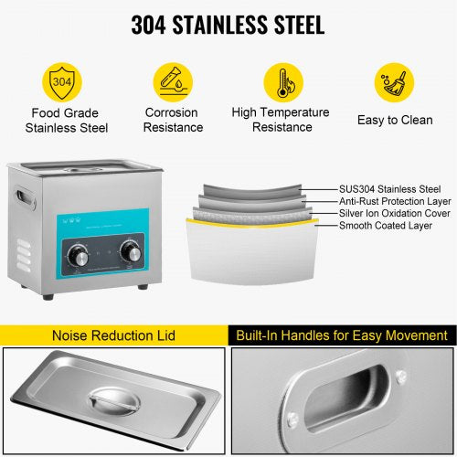 Ultrasonic Jewelry Cleaner with Heat Timer for Cleaning Eyeglass Rings | EU