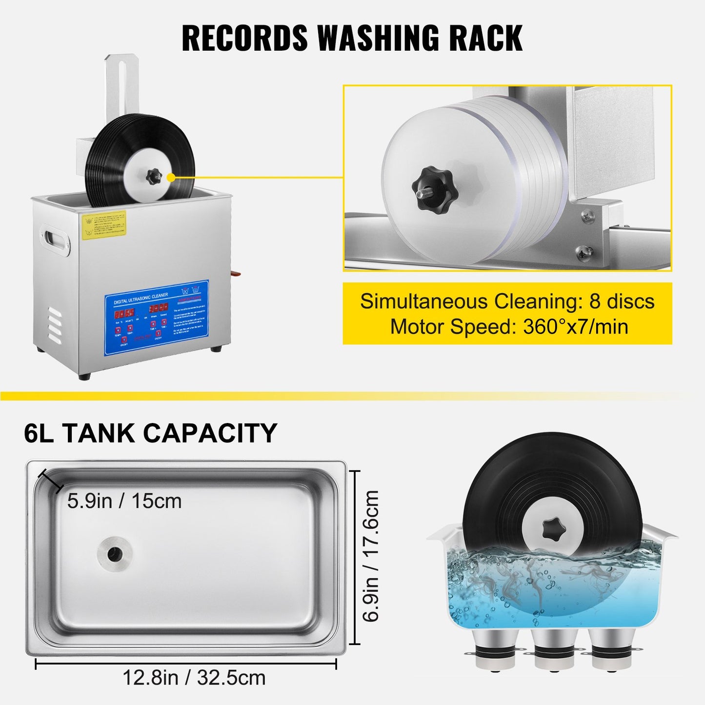 6L Ultraschall-Schallplatten-Reinigungsmaschine Complete set Trockengestell