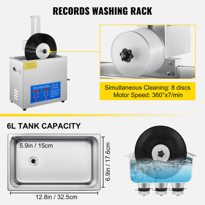 6L Ultraschall-Schallplatten-Reinigungsmaschine Complete set Trockengestell