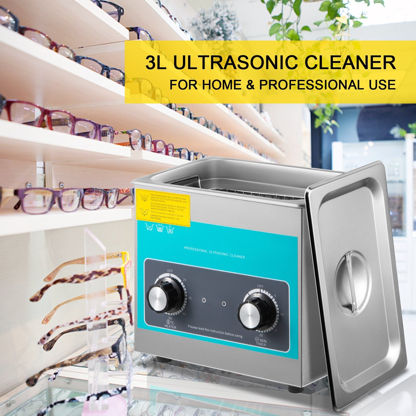 Knob Ultrasonic Cleaner 3L 40kHz Ultrasonic Cleaner Machine Knob Control Sonic Cleaner 304 Stainless Steel Ultrasonic Cleaner Machine with Heater &amp; Timer for Cleaning Jewelry Glasses Watches