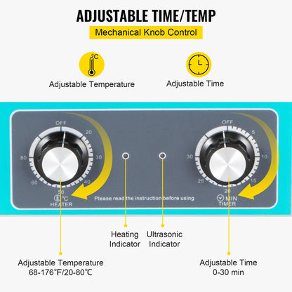 Knob Ultrasonic Cleaner 3L 40kHz Ultrasonic Cleaner Machine Knob Control Sonic Cleaner 304 Stainless Steel Ultrasonic Cleaner Machine with Heater &amp; Timer for Cleaning Jewelry Glasses Watches