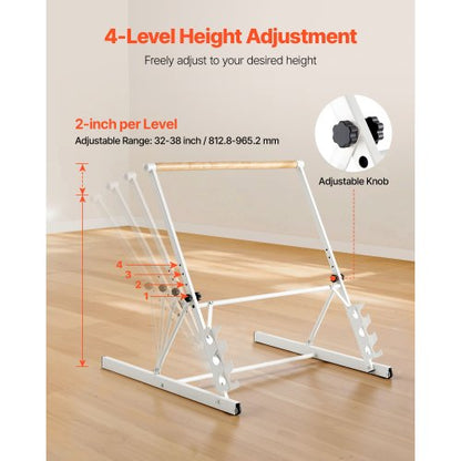 Balettstång, Fristående Bärbar Stång, Träningsutrustning för Hemmaträning för Mage, Armar, Styrke och Konditionsträning, Lättförvarade Hopfällbara Stretchande Dansstänger, Höjdjusterbara i 4 Nivåer |  EU