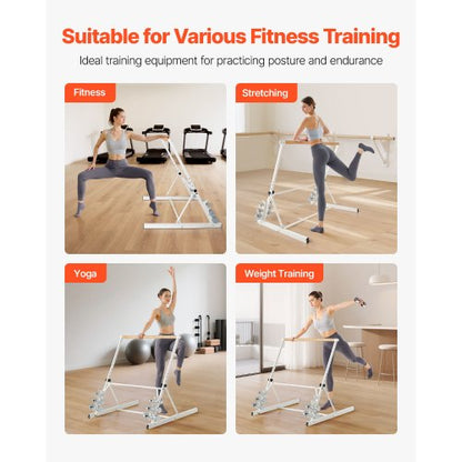 Balettstång, Fristående Bärbar Stång, Träningsutrustning för Hemmaträning för Mage, Armar, Styrke och Konditionsträning, Lättförvarade Hopfällbara Stretchande Dansstänger, Höjdjusterbara i 4 Nivåer |  EU