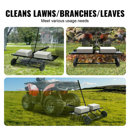 Tow Behind Dethatcher 48" Lawn Dethatcher Rake for ATV or Lawn Mower 24 Tines