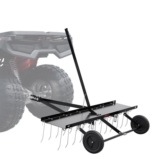 Tow Behind Dethatcher 48" Lawn Dethatcher Rake for ATV or Lawn Mower 24 Tines