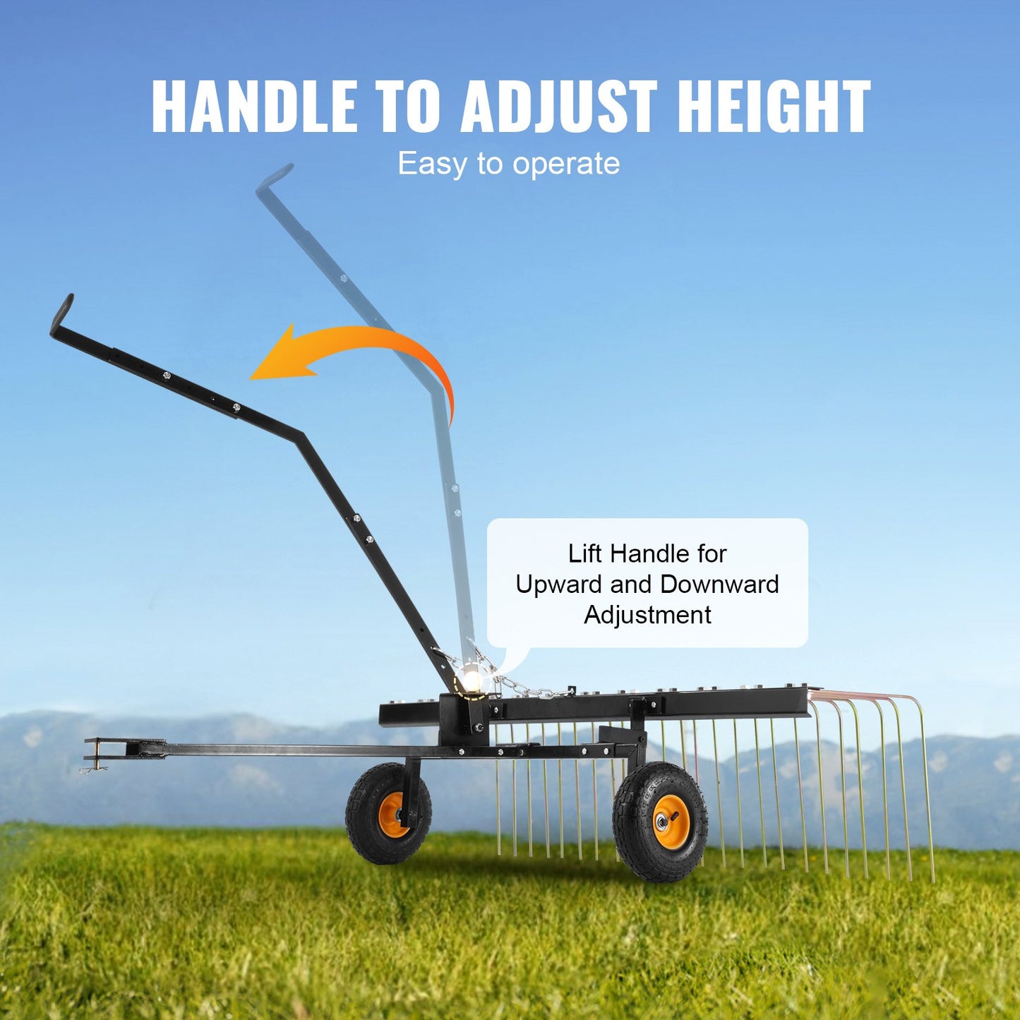 Tow Behind Dethatcher 60" Lawn Dethatcher Rake for ATV or Lawn Mower 24 Tines