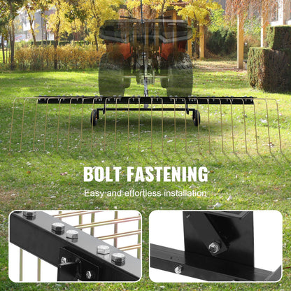 Tow Behind Dethatcher 60" Lawn Dethatcher Rake for ATV or Lawn Mower 24 Tines