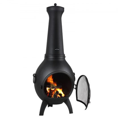 18 tums Chiminea vedeldad eldstad för utomhusbruk med grillnät och skorstensbeklädnad
