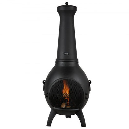 18 tums Chiminea vedeldad eldstad för utomhusbruk med grillnät och skorstensbeklädnad
