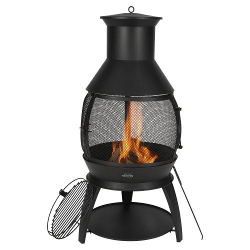 22 inch Chiminea outdoor iron fireplace with grill grate and chimney liner | EU