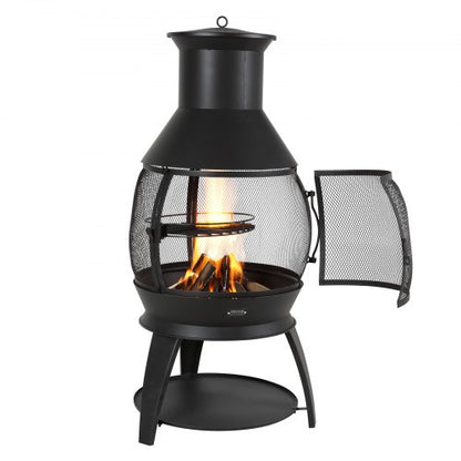 22 inch Chiminea outdoor iron fireplace with grill grate and chimney liner | EU