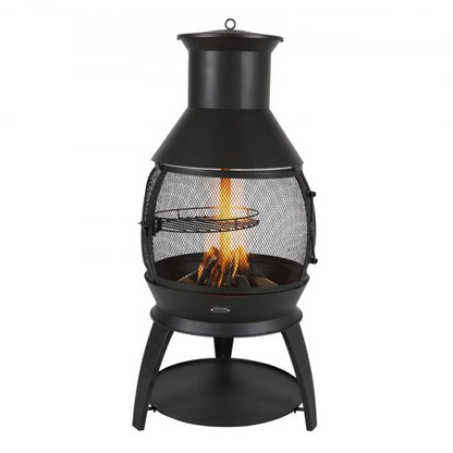 22 inch Chiminea outdoor iron fireplace with grill grate and chimney liner | EU