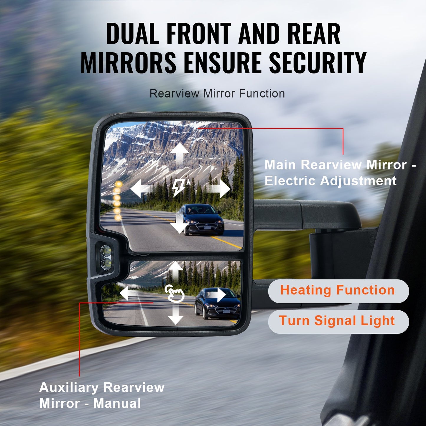 Power Uppvärmda dragspeglar för Chevrolet Silverado (2007-2014)/GMC/Cadillac