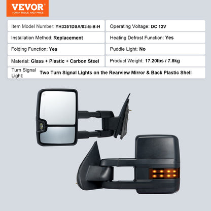 Power Uppvärmda dragspeglar för Chevrolet Silverado (2003-2007)/GMC/Cadillac