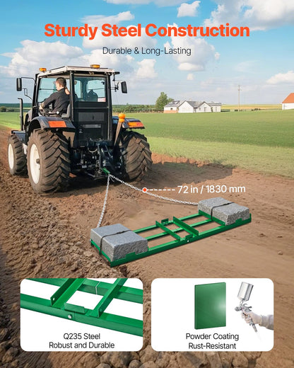 Drag Harrow 6 ft Heavy Duty Bogsering bakom Drag Harrow Uppfartsväghyvlar