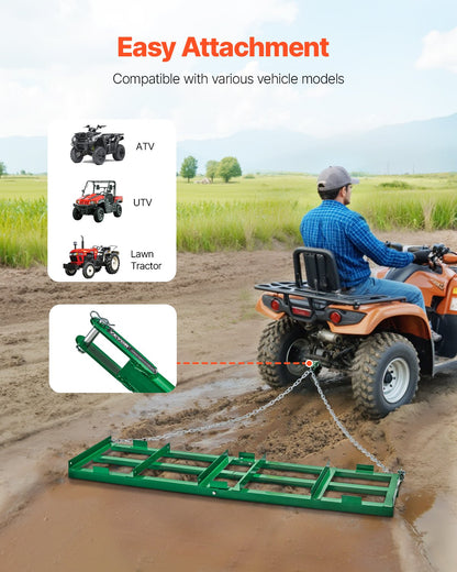 Drag Harrow 6 ft Heavy Duty Bogsering bakom Drag Harrow Uppfartsväghyvlar