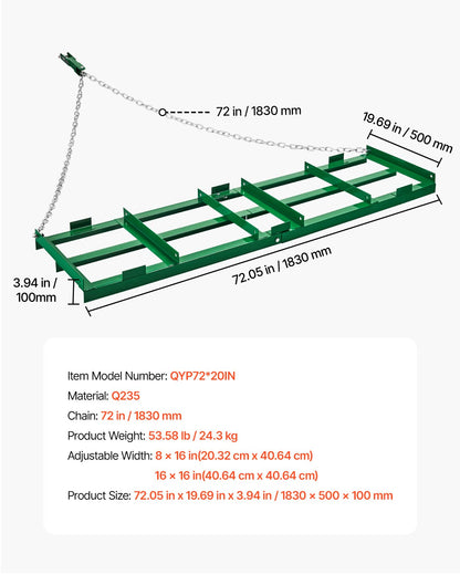 Drag Harrow 6 ft Heavy Duty Bogsering bakom Drag Harrow Uppfartsväghyvlar