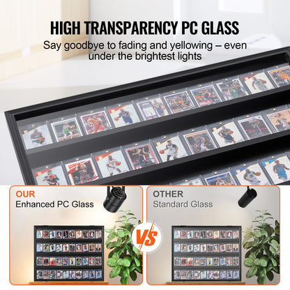 36 Graded Sport Card Display Case, 30,5x24,3x2,1 tum, Baseball Card Display Ram med 98 % UV-skydd Clear View PC-glas, låsbart väggskåp för fotboll Basket Hockey Trading Card