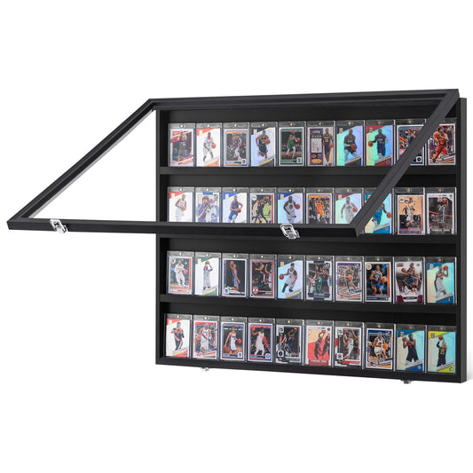 36 Graded Sport Card Display Case, 30,5x24,3x2,1 tum, Baseball Card Display Ram med 98 % UV-skydd Clear View PC-glas, låsbart väggskåp för fotboll Basket Hockey Trading Card