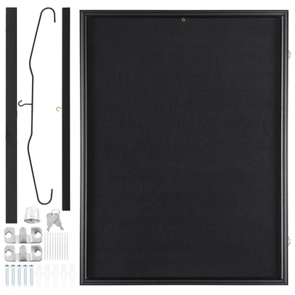 Jersey Display Ramfodral, 23,3 x 31,2 x 1,5 tum, stor låsbar sporttröja skugglåda med 98 % UV-skydd PC-glas och galgar, för baseball-basketfotbollshockeytröja och uniform