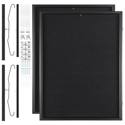 2PCs Jersey Display Ram Fodral, 23,3x31,2x1,5 tum, stor låsbar sporttröja skugglåda med 98 % UV-skydd PC-glas och galgar, för baseball-basketbollfotbollshockeytröja och uniform