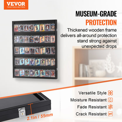 35 Graded Sport Card Display Case, 24,3x30,5x2,1 tum, Baseball Card Display Ram med 98 % UV-skydd Clear View PC-glas, Låsbart väggskåp för fotboll Basket Hockey Trading Card