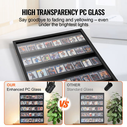 35 Graded Sport Card Display Case, 24,3x30,5x2,1 tum, Baseball Card Display Ram med 98 % UV-skydd Clear View PC-glas, Låsbart väggskåp för fotboll Basket Hockey Trading Card