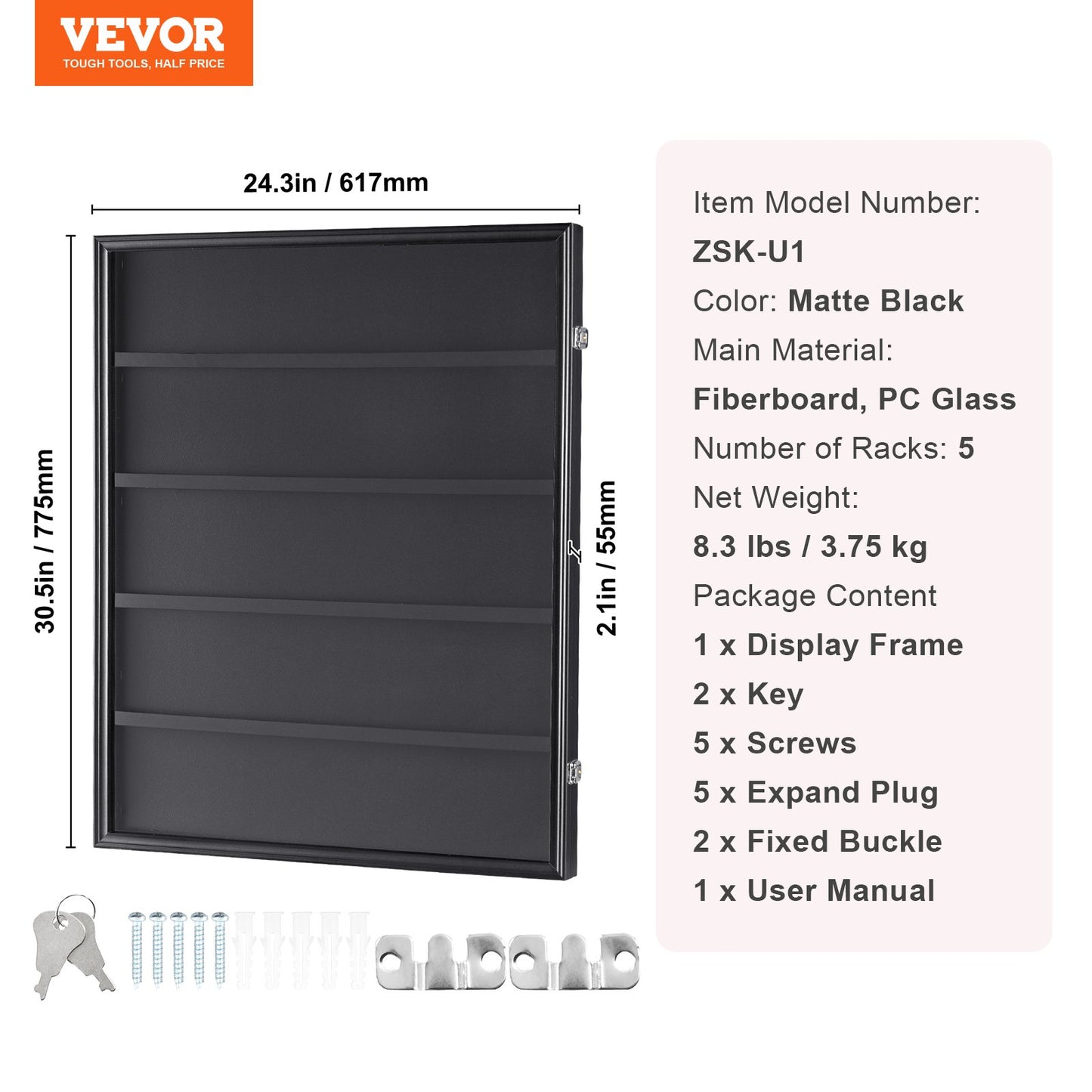 35 Graded Sport Card Display Case, 24,3x30,5x2,1 tum, Baseball Card Display Ram med 98 % UV-skydd Clear View PC-glas, Låsbart väggskåp för fotboll Basket Hockey Trading Card