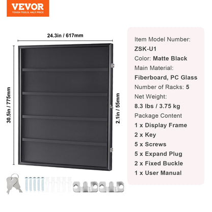 35 Graded Sport Card Display Case, 24,3x30,5x2,1 tum, Baseball Card Display Ram med 98 % UV-skydd Clear View PC-glas, Låsbart väggskåp för fotboll Basket Hockey Trading Card