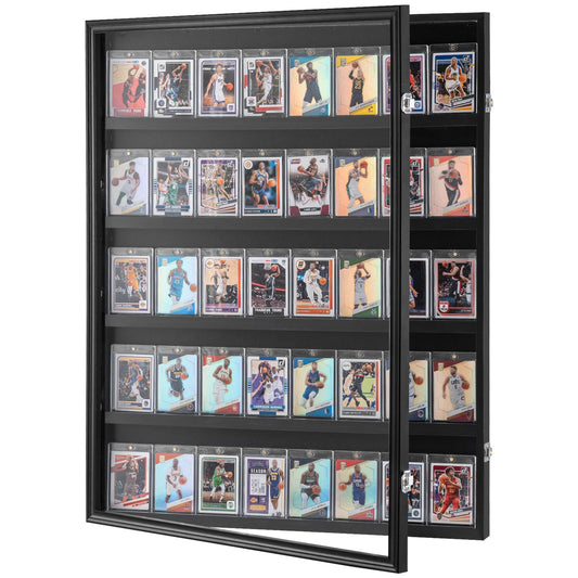 35 Graded Sport Card Display Case, 24,3x30,5x2,1 tum, Baseball Card Display Ram med 98 % UV-skydd Clear View PC-glas, Låsbart väggskåp för fotboll Basket Hockey Trading Card