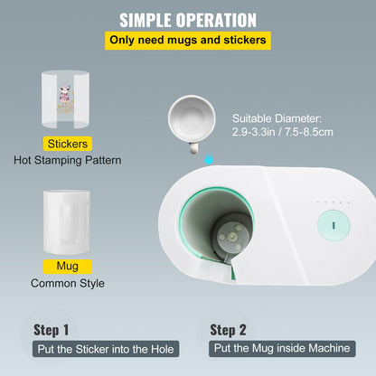 Muggpressmaskin, Automatisk Muggvärmepress 11-15 oz, Cup Transfer Sublimation Portable Coffee Presser med One-touch-knapp, Pro Easy Mug Press Machine Gör det själv-utskrift som familjens vänner presenterar