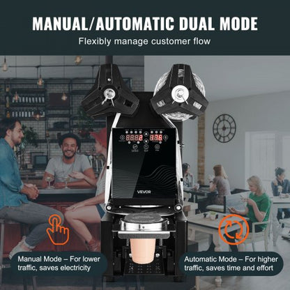 Helautomatisk koppförslutningsmaskin, 500-650 koppar/timme, koppförslutningsmaskin för 190 mm höga och 90/95 mm koppar, elektrisk Boba-teförslutare med digital kontroll LCD-panel för bubbelmjölkste och kaffe, svart |  EU