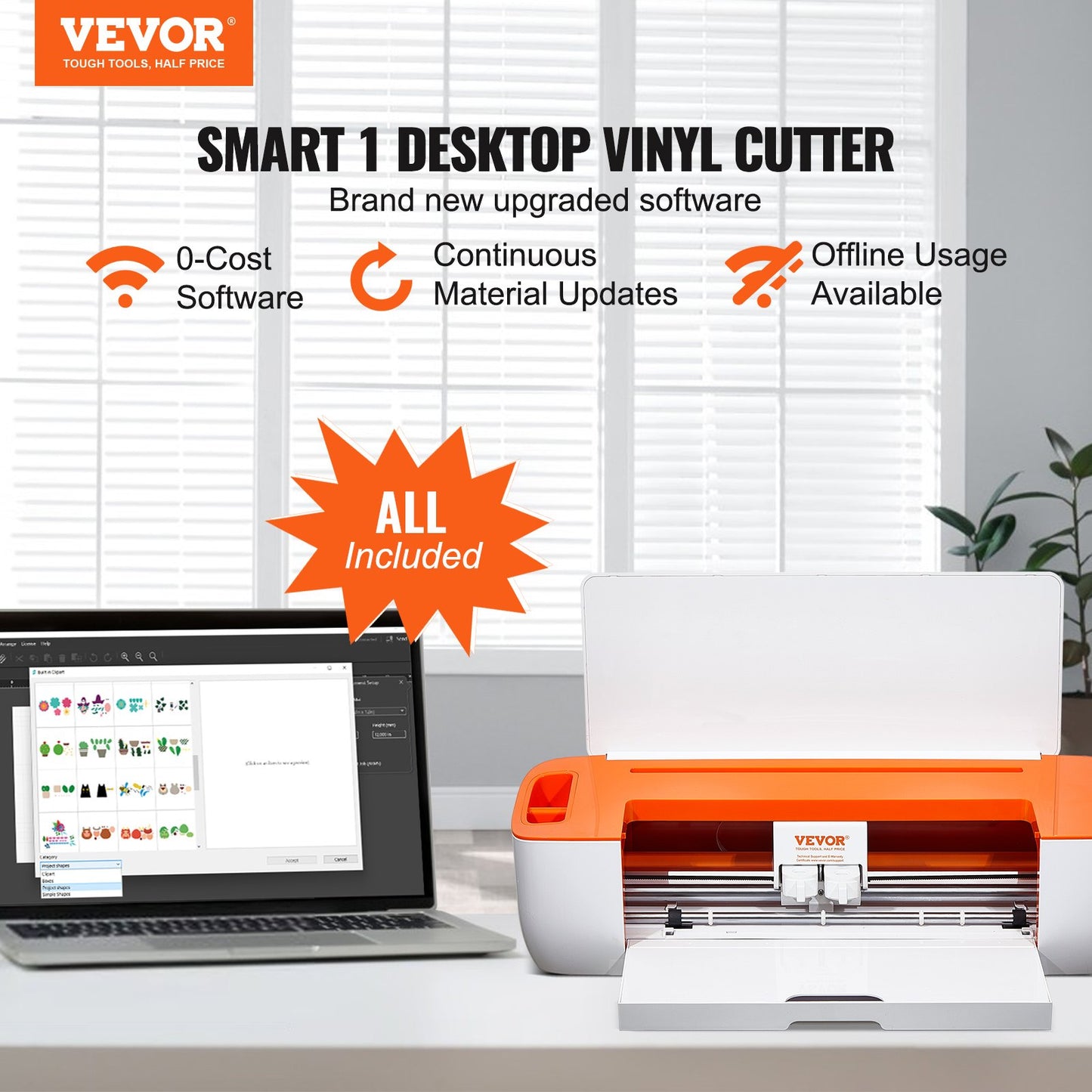 Vinyl Cutter Machine, Bluetooth Connectivity DIY Cut Machine, kompatibel med iOS, Android, Windows och Mac, massiva mönster ingår, för att skapa anpassade kort, heminredning