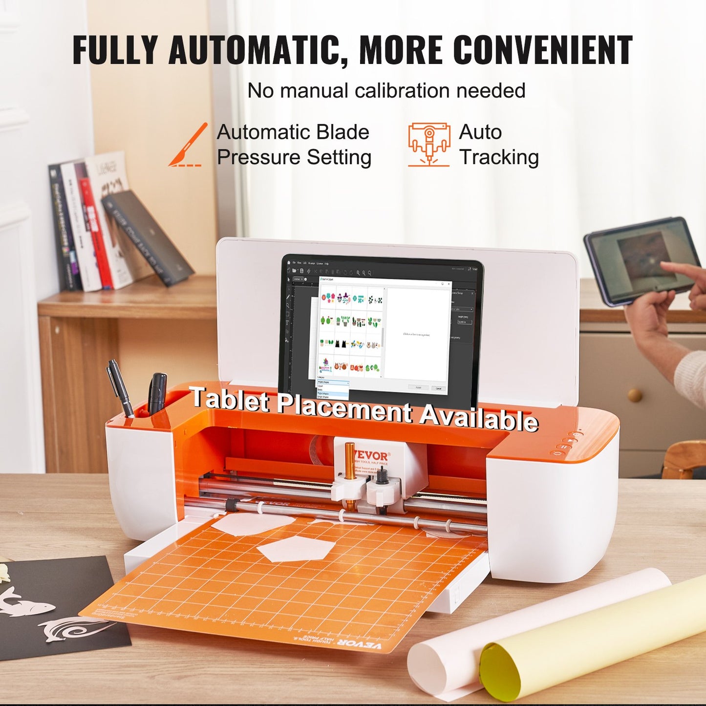 Vinyl Cutter Machine, Bluetooth Connectivity DIY Cut Machine, kompatibel med iOS, Android, Windows och Mac, massiva mönster ingår, för att skapa anpassade kort, heminredning