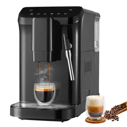 Automatisk Espressomaskin 20Bar med skummande ångstav och 15 slipnivåer