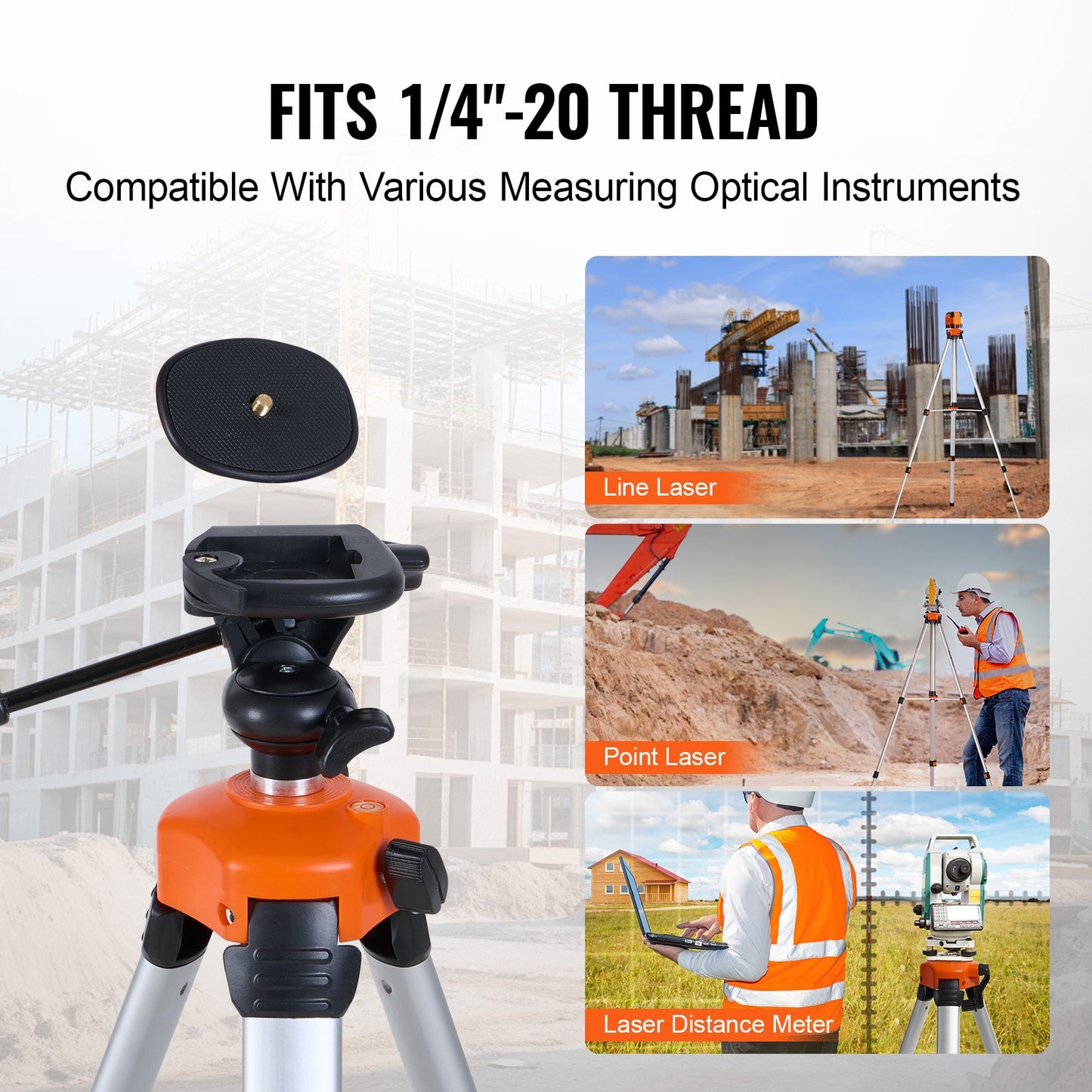 Laser Level Tripod ¼ x 20 tråd 27,36-68,11 tum Höjdjustering
