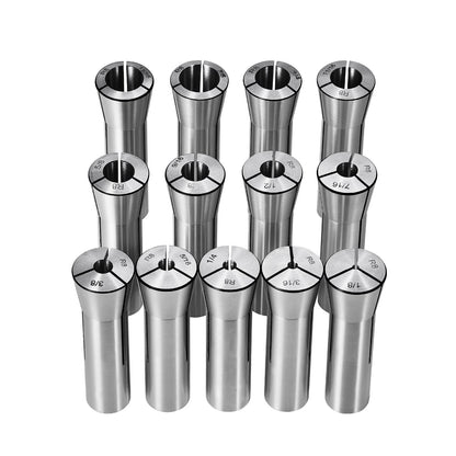 13 st Precision R8 Spännhylsa Set, 1/8'' - 7/8'', 45# Alloy Steel Mill Collet Chuck 0,0012"/30μm TIR med 13 märkta förvaringslådor, för Fräsmaskiner Borrpressar Borrmaskin Bearbetningscenter
