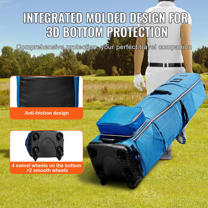 Golf Club Travel Bag Golf Luggage Bag Cover with Wheels 1200D Oxford