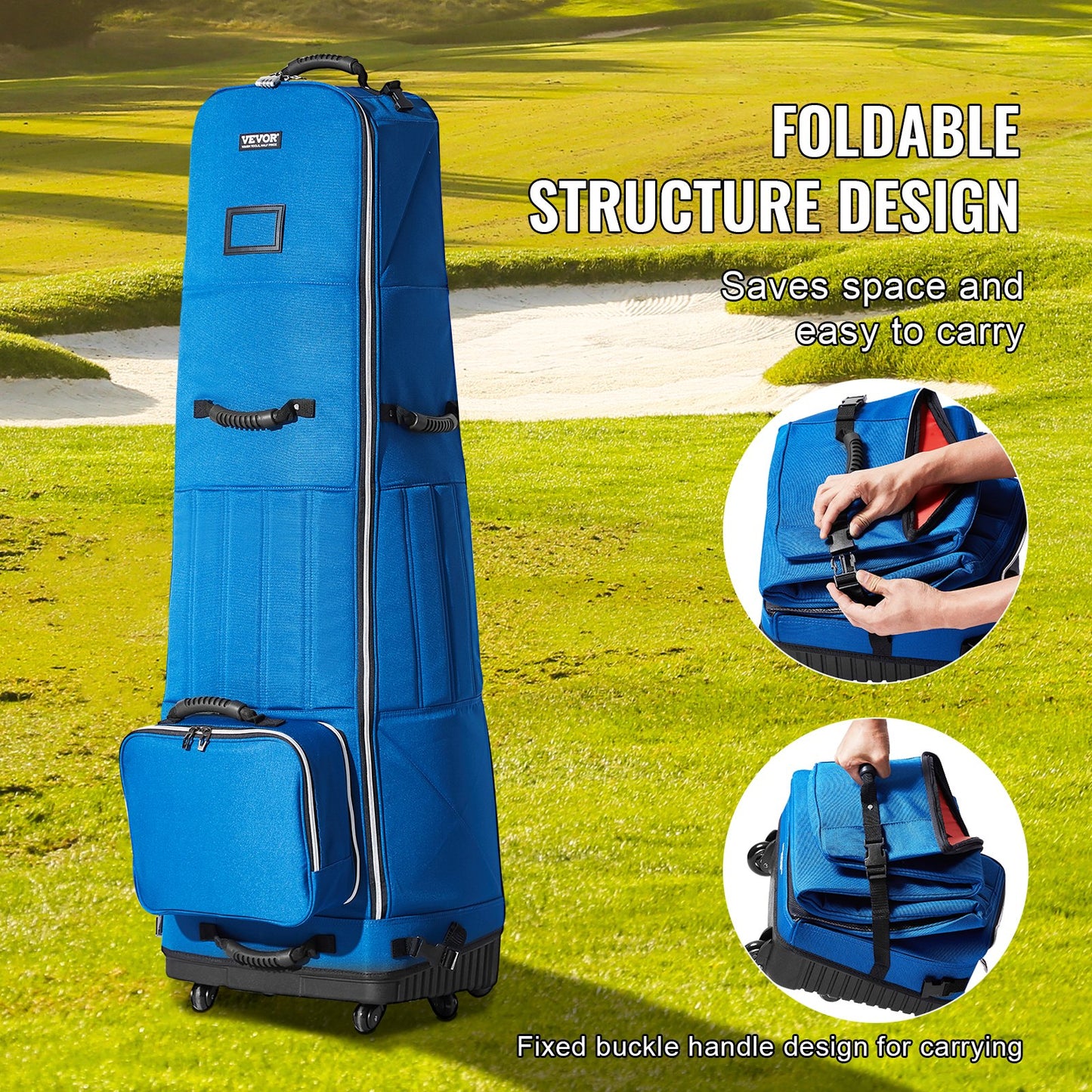 Golf Club Travel Bag Golf Luggage Bag Cover with Wheels 1200D Oxford