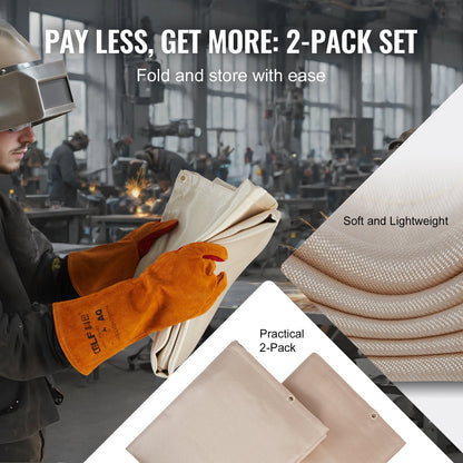 48"x72" svetsfiltar Värmebehandlad svetsmatta i glasfiber 2-pack