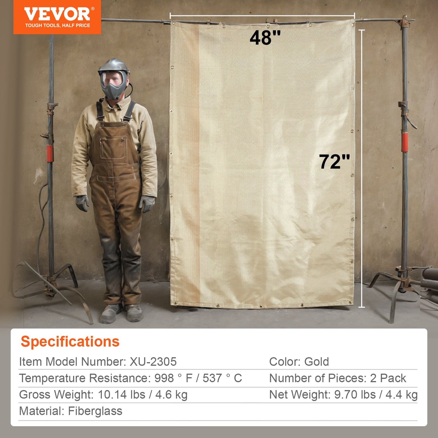 48"x72" svetsfiltar Värmebehandlad svetsmatta i glasfiber 2-pack