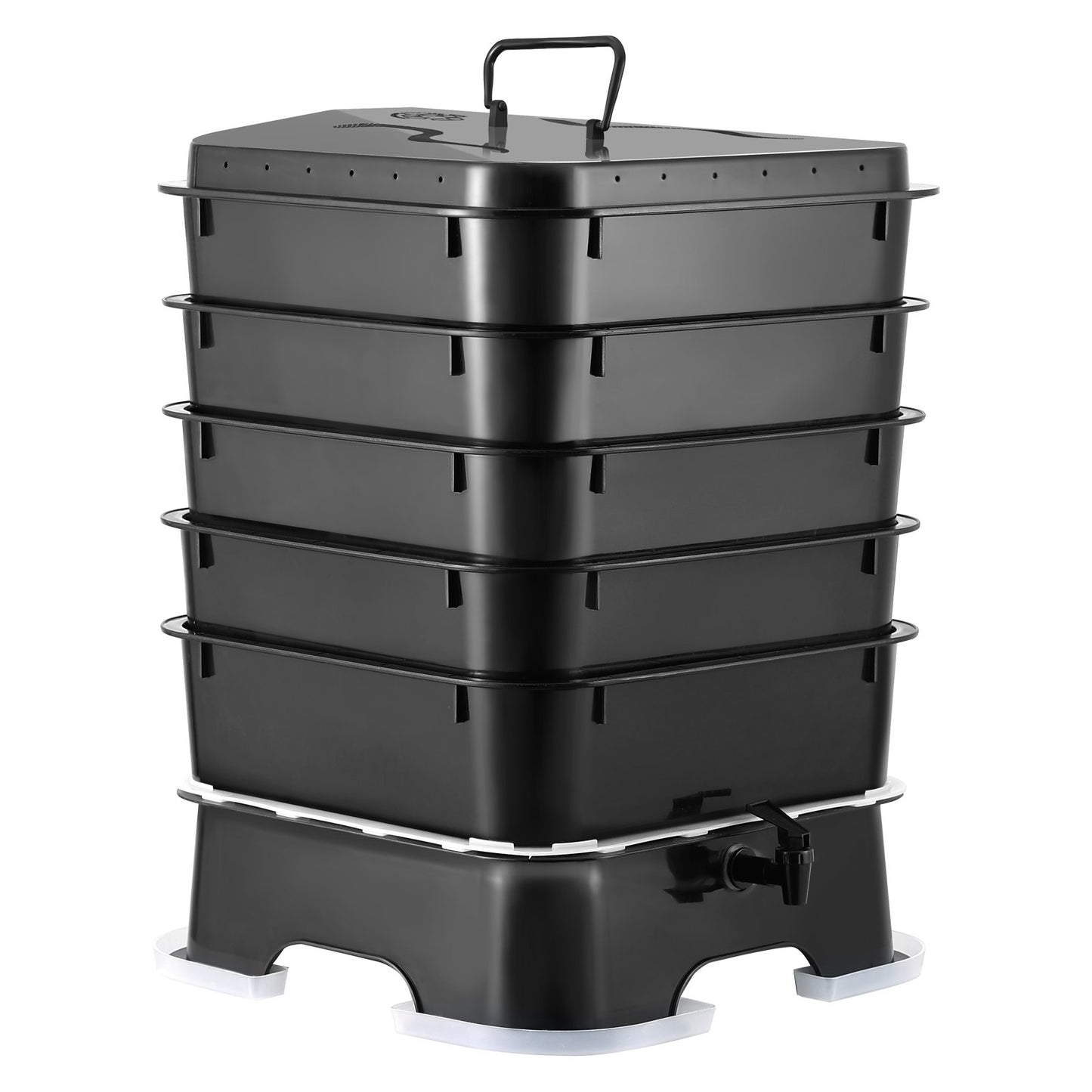 5-tray worm composter, 50L worm compost bin outdoor and indoor, worm farm kit with sustainable design, for food waste recycling, worm castings, worm tea, vermiculture and vermicomposting