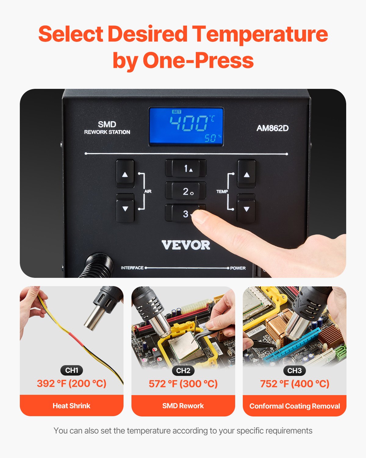 Hot Air Rework Station 1000W LED Digital SMD Rework Station 212℉-896℉