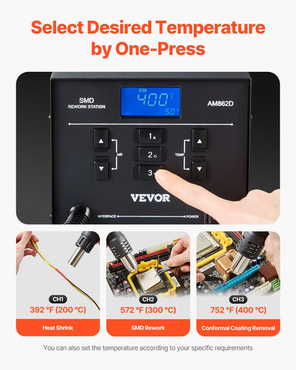 Hot Air Rework Station 1000W LED Digital SMD Rework Station 212℉-896℉